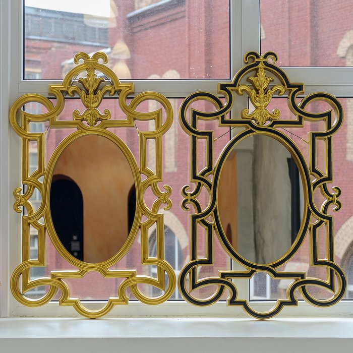 Настенное зеркало Аваллон / Нуар в черно-золотистой раме - купить Настенные зеркала по цене 30500.0