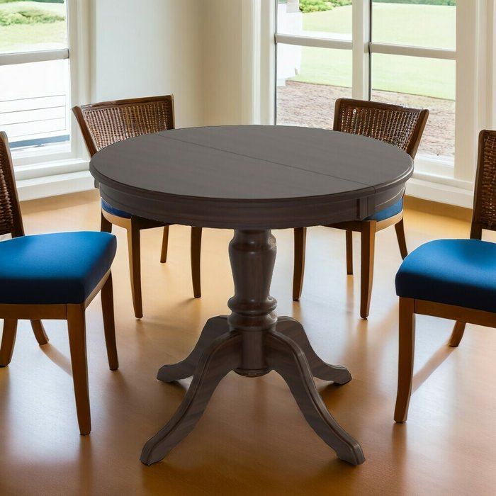 Стол обеденный раздвижной Эгина темно-коричневого цвета - лучшие Обеденные столы в INMYROOM
