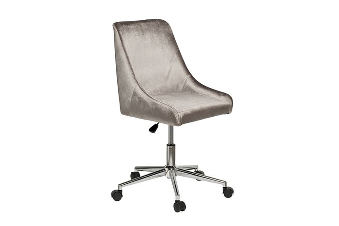 Кресло офисное в обивке из велюра серого цвета