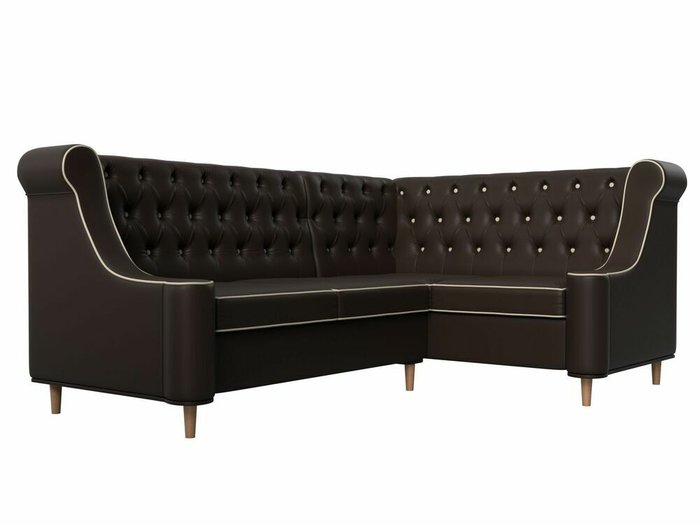 Угловой диван Бронкс коричневого цвета (экокожа) правый угол - лучшие Угловые диваны в INMYROOM