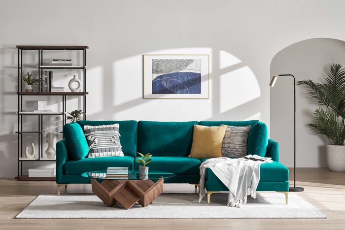 Угловой модульный диван изумрудного цвета - лучшие Угловые диваны в INMYROOM