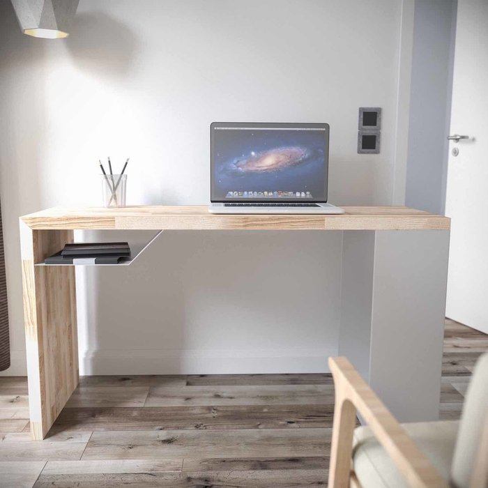 Рабочий стол EcoComb-1 ясень белый - лучшие Офисные столы в INMYROOM