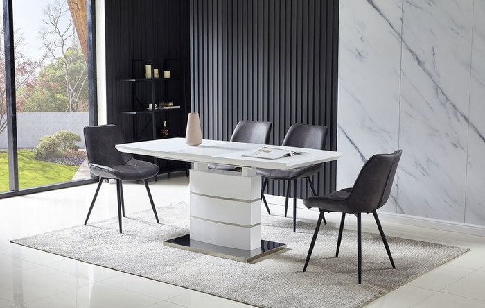 Раскладной обеденный стол Verona Glass белого цвета - лучшие Обеденные столы в INMYROOM