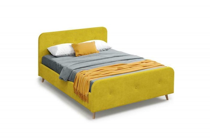 Кровать Сиерра 160х200 горчичного цвета с ортопедическим основанием 