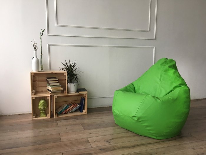 Кресло-мешок Груша 3XL в обивке из экокожи зеленого цвета  - купить Бескаркасная мебель по цене 5790.0