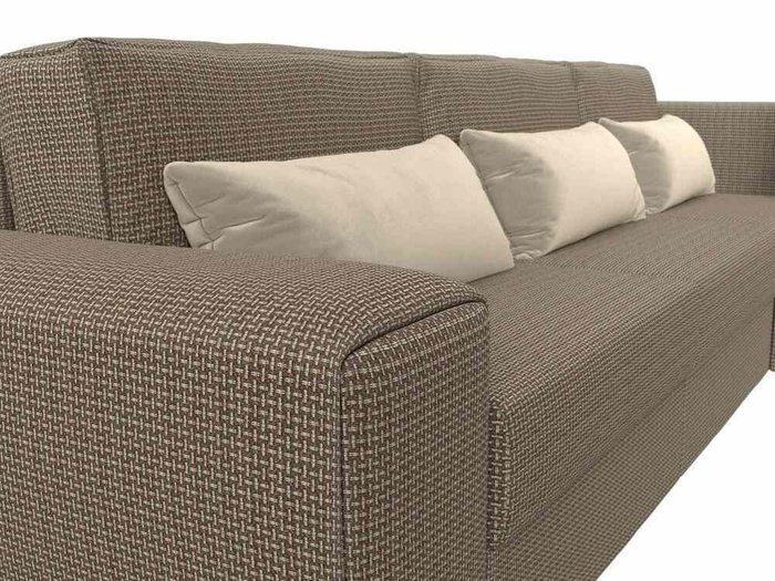 Угловой диван-кровать Лига 008 Long бежево-коричневого цвета правый угол - лучшие Угловые диваны в INMYROOM