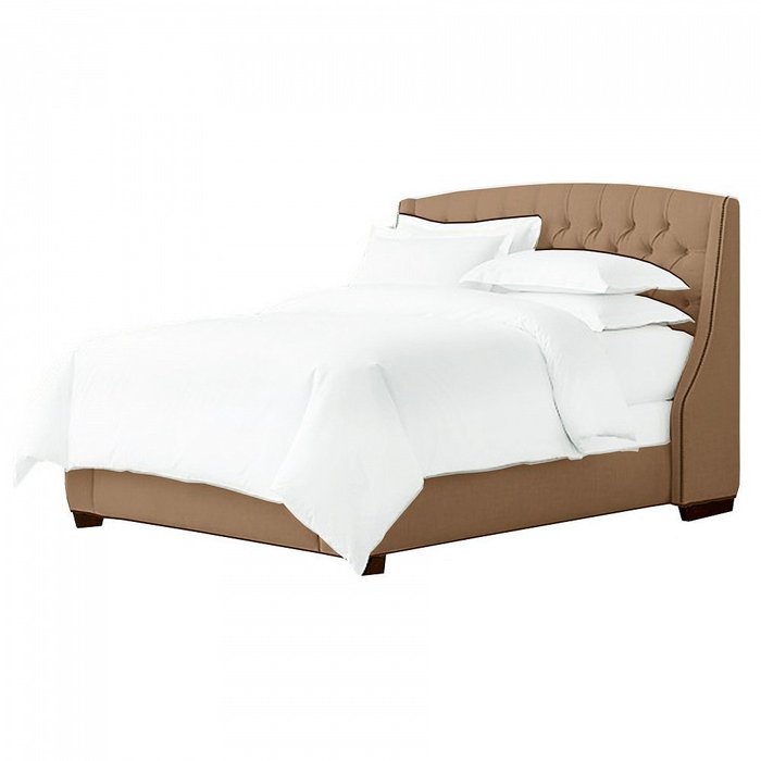 Кровать Hugo 180х200 с велюровой обивкой коричевого цвета