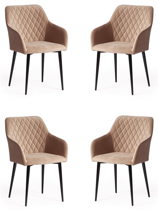 Комплект из четырех стульев-кресел Bremo бежевого цвета
