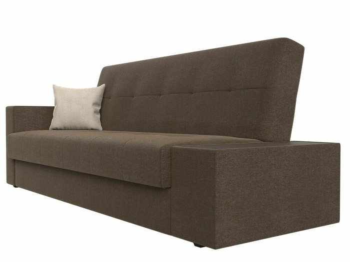 Диван-кровать Лига 020 коричневого цвета со столиком справа (рогожка) - лучшие Прямые диваны в INMYROOM