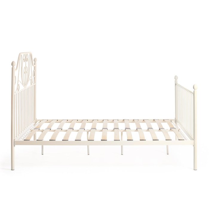 Кровать металлическая Wood slat base 160х200 бежевого цвета - лучшие Кровати для спальни в INMYROOM Кровать металлическая Wood slat base 160х200 бежевого цвета - лучшие Кровати для спальни в INMYROOM