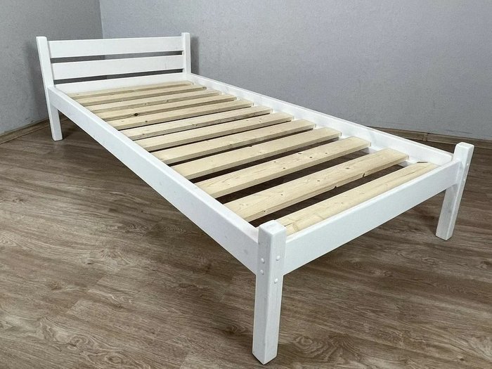 Кровать односпальная Классика сосновая 90х200 белого цвета - купить Кровати для спальни по цене 10915.0