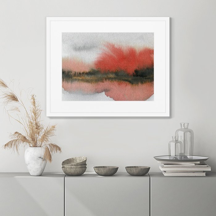 Репродукция картины в раме Autumn colors in the reflection of the lake - лучшие Картины в INMYROOM