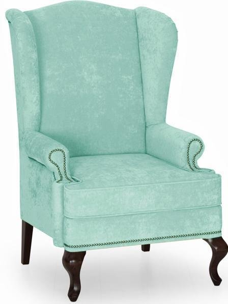 Кресло английское Биг Бен с ушками дизайн 42 голубого цвета