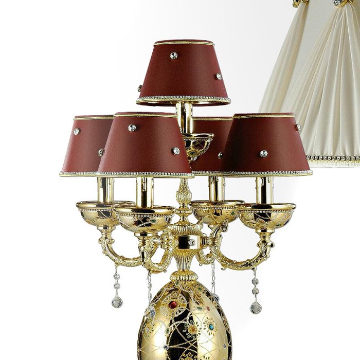 Настольная лампа Bijoux Gold с абажуроми бордового цвета - купить Настольные лампы по цене 123590.0