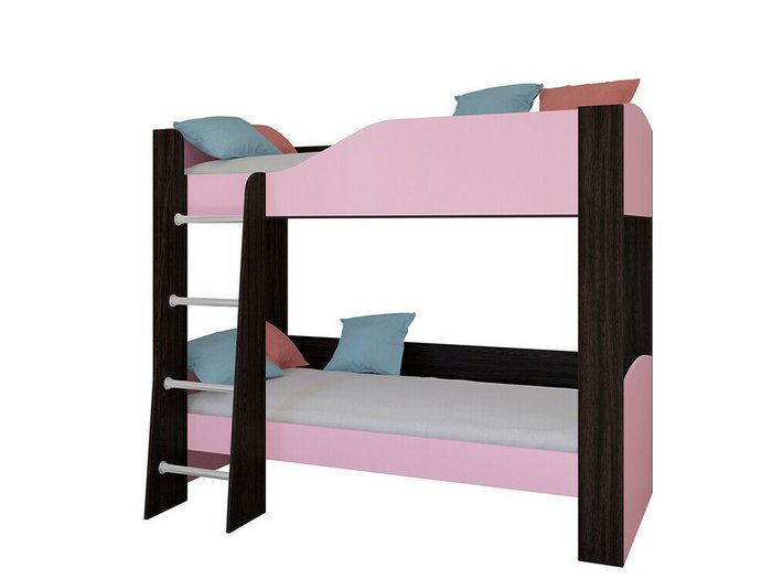 Двухъярусная кровать Астра 2 80х190 цвета Венге-розовый