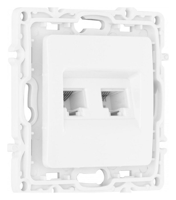 Розетка двойная RJ-11 и Ethernet RJ-45, без рамки 217.44-1.white - лучшие Розетки в INMYROOM Розетка двойная RJ-11 и Ethernet RJ-45, без рамки 217.44-1.white - лучшие Розетки в INMYROOM