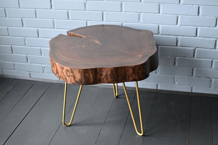 Кофейный стол Flower 02 коричнево-золотого цвета - купить Кофейные столики по цене 14900.0