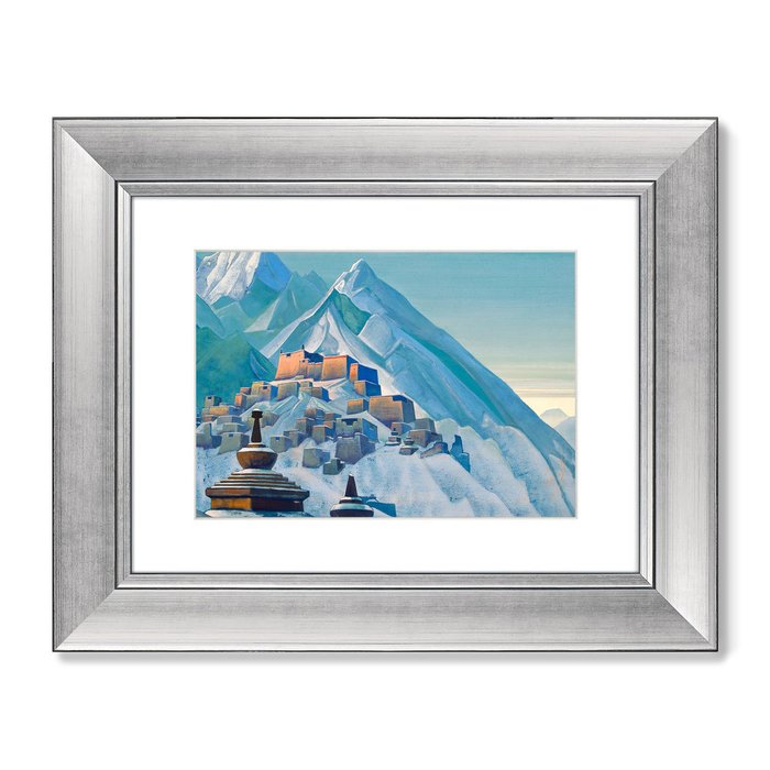 Репродукция картины Тибет Гималаи 1933 г. в раме серебряного цвета - купить Картины по цене 8199.0