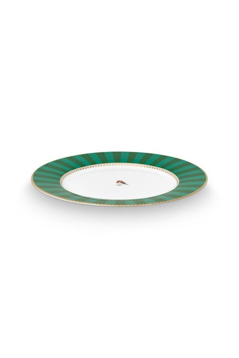 Набор из двух тарелок Love Birds Stripes Emerald-Green 21 бело-зеленого цвета - лучшие Тарелки в INMYROOM Набор из двух тарелок Love Birds Stripes Emerald-Green 21 бело-зеленого цвета - лучшие Тарелки в INMYROOM