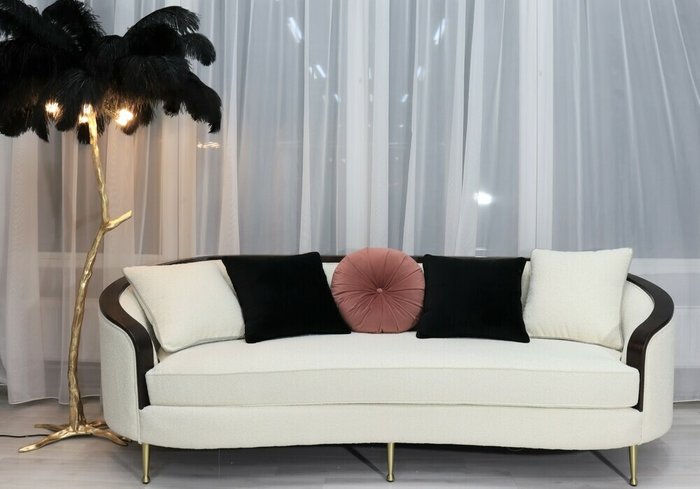 Диван Люкс светло-бежевого цвета - купить Прямые диваны по цене 280032.0
