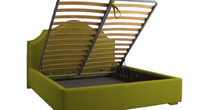 Кровать с подъемным механизмом Holly 180х200 зеленого цвета - лучшие Кровати для спальни в INMYROOM