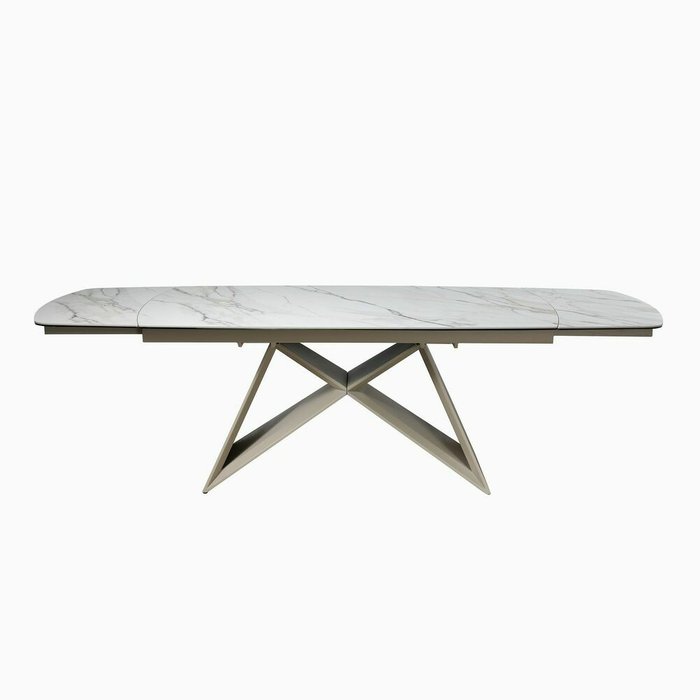 Раздвижной обеденный стол Монблан бежево-белого цвета
