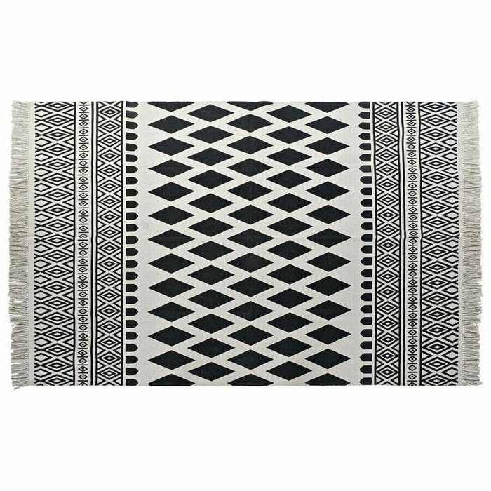 Ковер из полиэстера и хлопка 160x250 бело-черного цвета