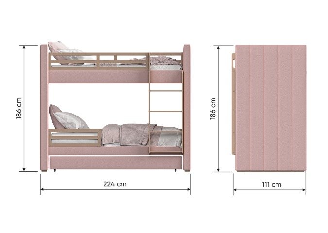 Кровать двухъярусная Cosy 90х200 бирюзового цвета - лучшие Двухъярусные кроватки в INMYROOM