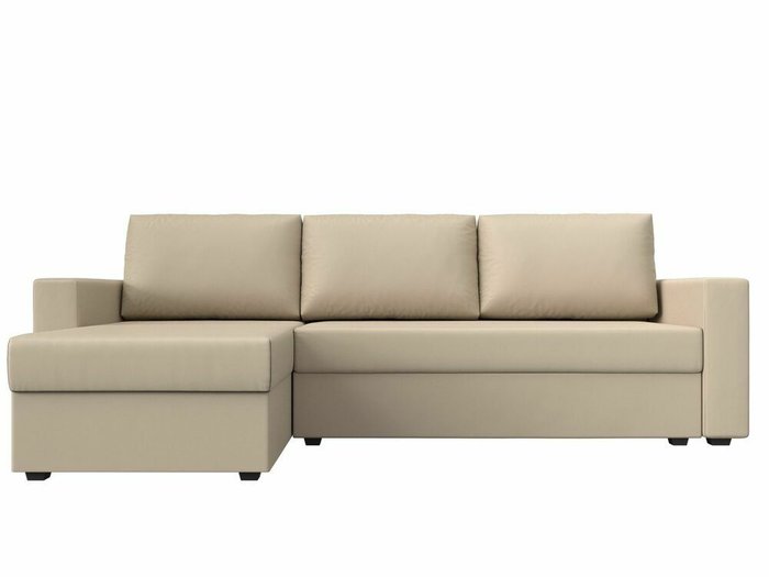 Угловой диван-кровать Траумберг Лайт бежевого цвета левый угол (экокожа) - купить Угловые диваны по цене 25999.0