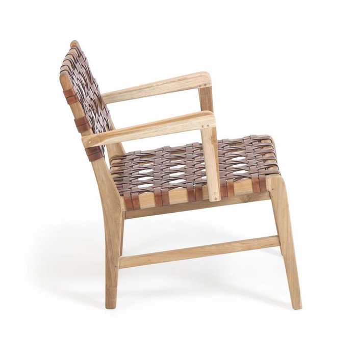 Кресло Nuru из массива тика и кожи - купить Садовые кресла по цене 50990.0