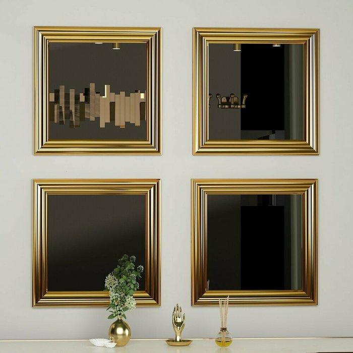 Набор из четырех настенных зеркал Decor золотого цвета - лучшие Настенные зеркала в INMYROOM