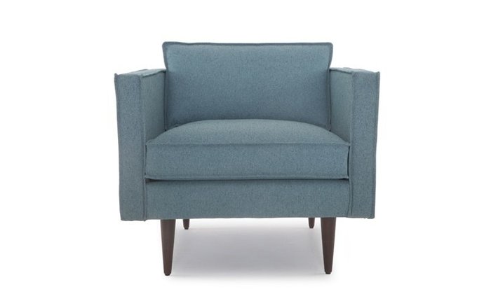 Кресло синего цвета на деревянных ножках - купить Интерьерные кресла по цене 61000.0
