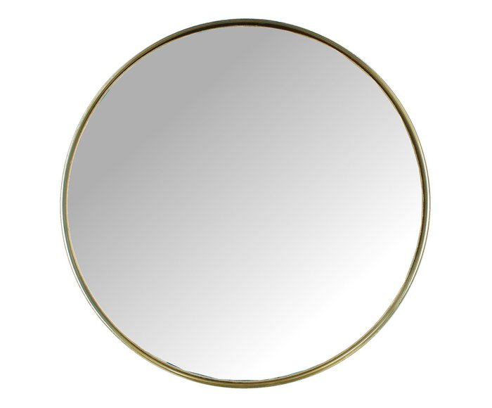 Круглое настенное зеркало в металлической раме 