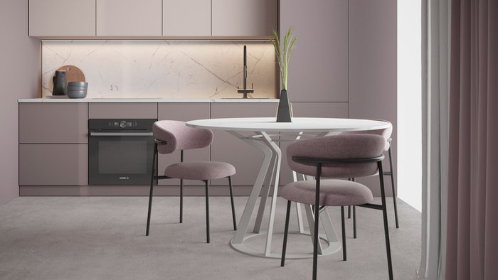Стол обеденный Mercury цвета светлый мрамор на белой опоре - лучшие Обеденные столы в INMYROOM
