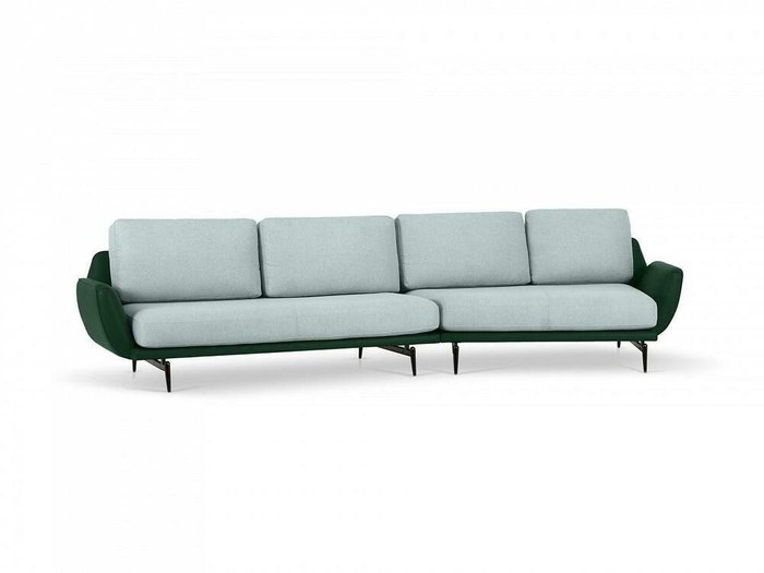 Угловой диван правый Ispani зелено-серого цвета - лучшие Угловые диваны в INMYROOM