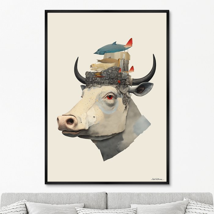 Репродукция картины Cow dreams, No 2, 2024г. - купить Картины по цене 24999.0