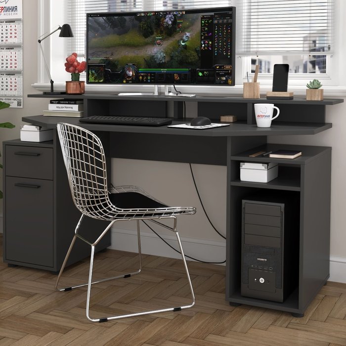 Стол компьютерный Skill темно-серого цвета - лучшие Письменные столы в INMYROOM