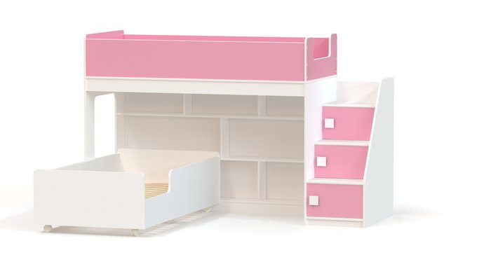 Двухъярусная кровать Ridgimmi 3.4 75х175 бело-розового цвета - купить Двухъярусные кроватки по цене 32604.0