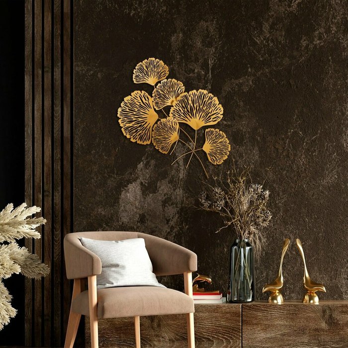 Настенный декор ручной работы 58х75 из металла золотого цвета - лучшие Декор стен в INMYROOM