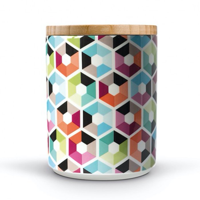 Банка фарфоровая с бамбуковой крышкой hexagon Банка фарфоровая с бамбуковой крышкой hexagon