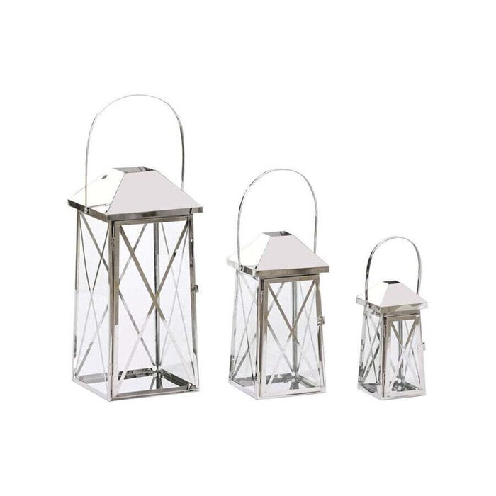 Фонарь Home ESPRIT Серебристый Стеклянный Сталь хром 20 x 20 x 48 cm (3 Предметы) Фонарь Home ESPRIT Серебристый Стеклянный Сталь хром 20 x 20 x 48 cm (3 Предметы)