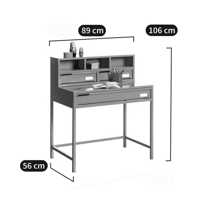 Письменный металлический стол Hiba серого цвета - купить Письменные столы по цене 31965.0