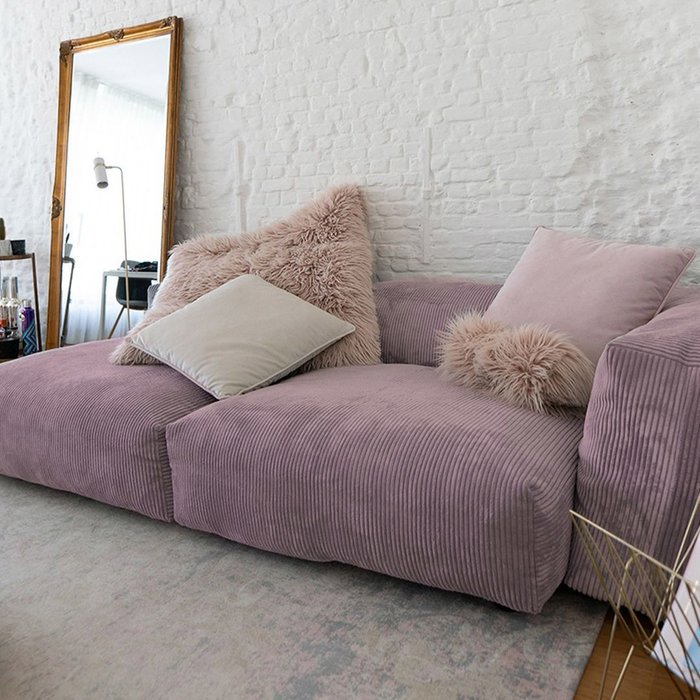 Прямой диван Фиджи двухсекционный большой темно-розового цвета - лучшие Прямые диваны в INMYROOM