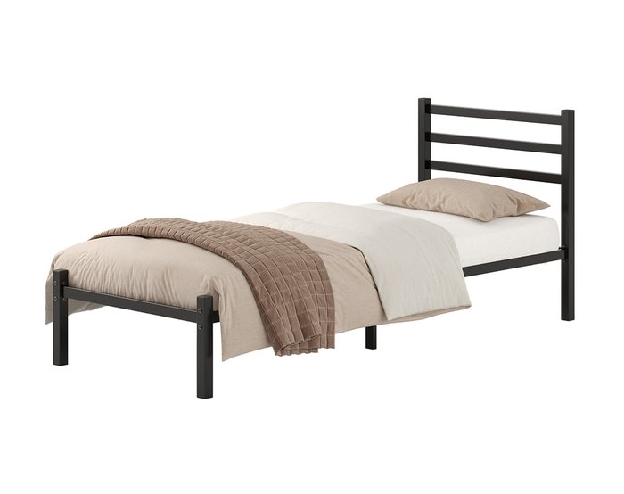 Кровать Сталь 80х190 черного цвета без подъемного механизма Кровать Сталь 80х190 черного цвета без подъемного механизма