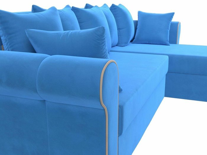 Угловой диван-кровать Рейн голубого цвета правый угол - лучшие Угловые диваны в INMYROOM