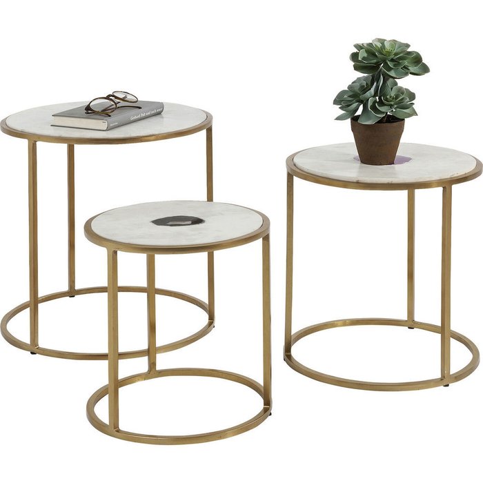 Комплект из трех столиков Limbo с мраморными столешницами