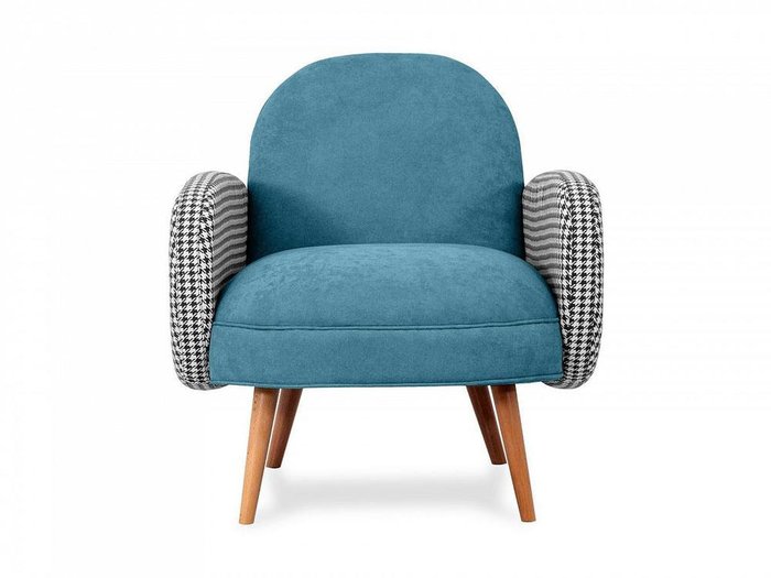 Кресло Bordo голубого цвета с коричневыми ножками  - купить Интерьерные кресла по цене 38100.0