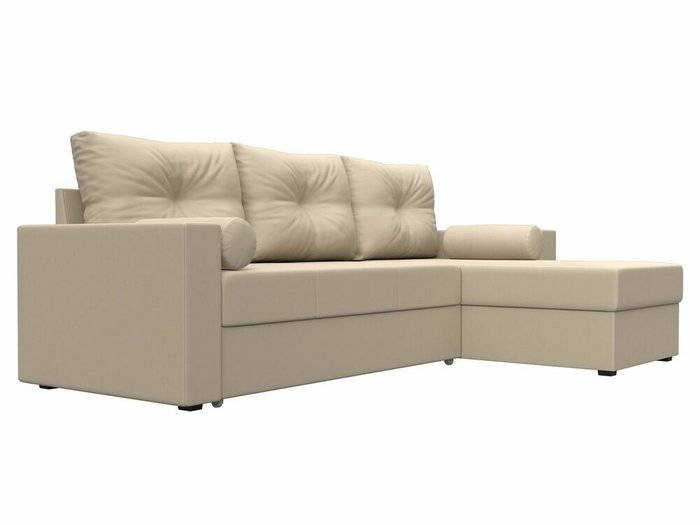 Угловой диван-кровать Верона бежевого цвета (экокожа) правый угол - лучшие Угловые диваны в INMYROOM