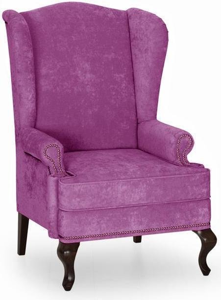 Кресло английское Биг Бен с ушками дизайн 16 фиолетового цвета