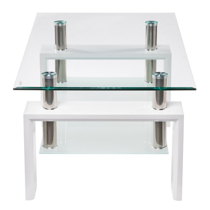 Журнальный стол белого цвета со стеклянной столешницей - лучшие Журнальные столики в INMYROOM